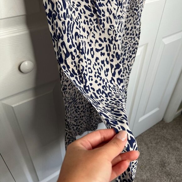 Baum & Pferdgarten Adamaris Blue Leopard Silk Blend Dress Women's Size 40 (US 10 - Picture 10 of 15